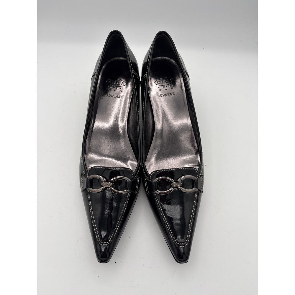 Women’s Circa Joan & David Size 8 Black Patent Leather Pointed Toe Kitten Heels